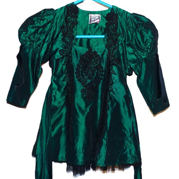 Hollywood Babe Green Black Goth Embroidered Dress 3T - Picture 2 of 6